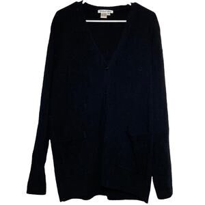 WinterSilks Sweater Cardigan Button Up Long Sleeve V-Neck Black Medium NWT